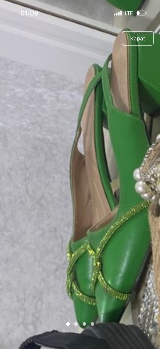 Yeşil Kemerli Blok Topuklu Kadın Ayakkabı - Görsel 4