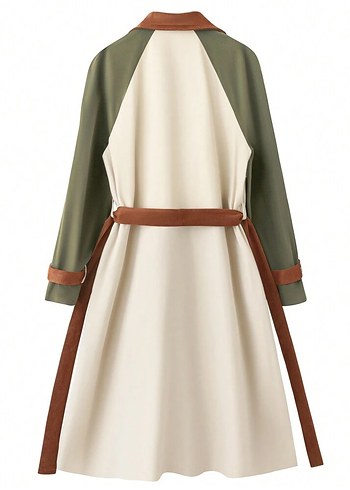 Bej Renk Uzun Kadın Trençkot - Görsel 2