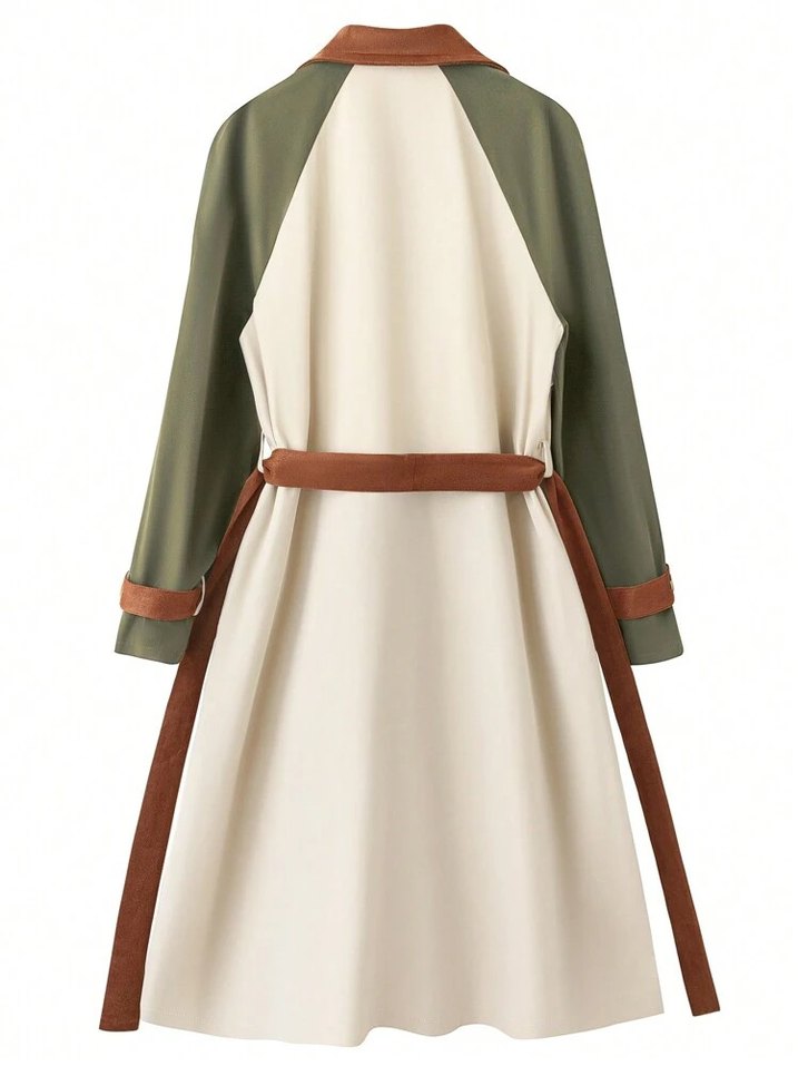 Bej Renk Uzun Kadın Trençkot - Görsel 2