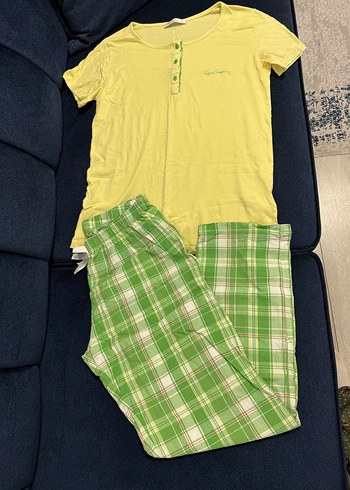 Sarı Kısa Kollu Kadın Pijama Takımı