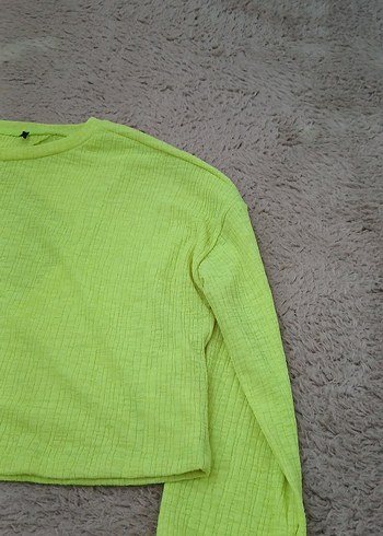 Yeşil uzun kollu crop - Görsel 4