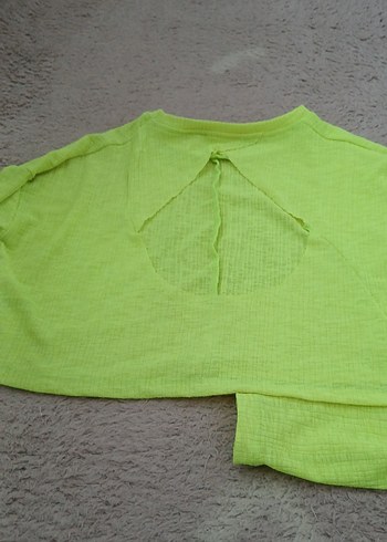 Yeşil uzun kollu crop - Görsel 6