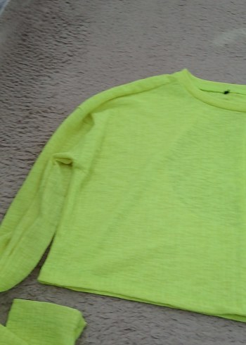 Yeşil uzun kollu crop - Görsel 5