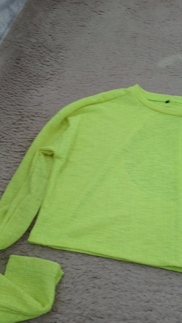 Yeşil uzun kollu crop - Görsel 5