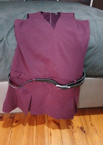 Kemerli Mor Midi Elbise - Görsel 4