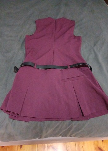 Kemerli Mor Midi Elbise - Görsel 3