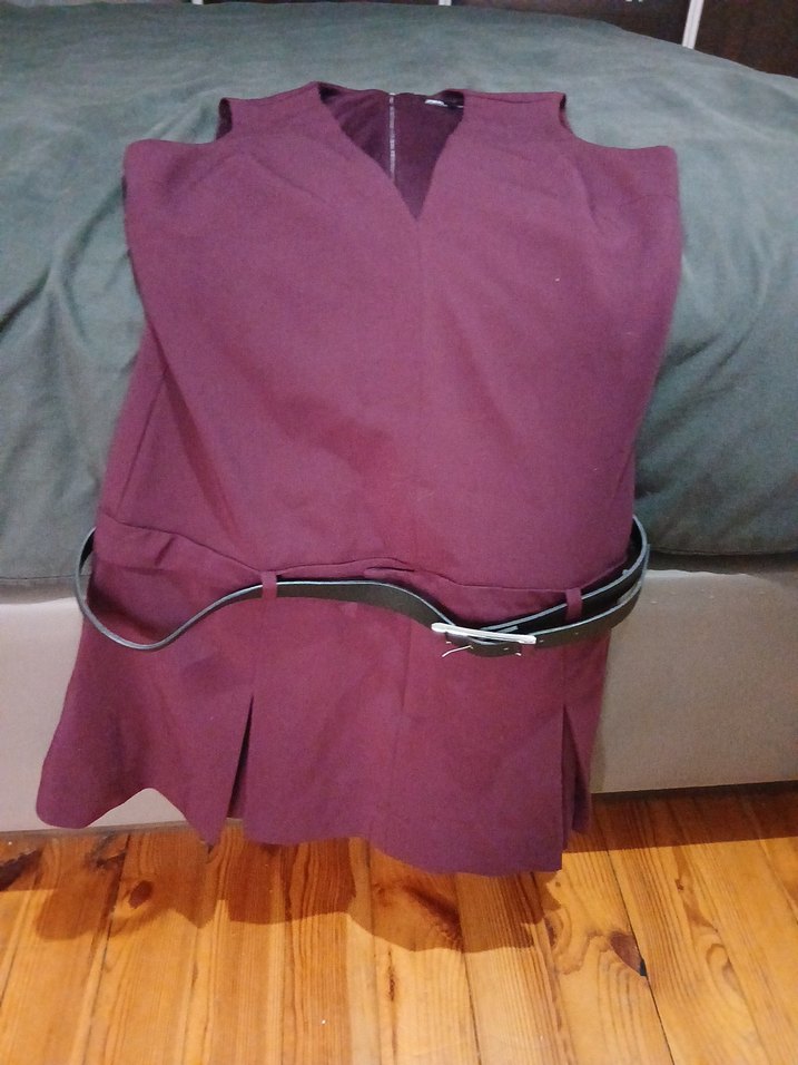 Kemerli Mor Midi  Elbise - Görsel 4