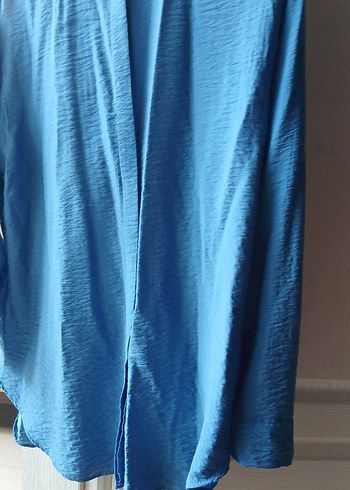 Mavi Drapeli Kadın Gömlek - Görsel 4