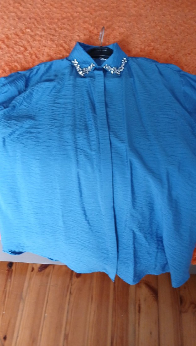 Mavi Drapeli Kadın Gömlek - Görsel 2