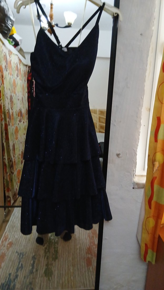 Uzun Siyah Gotik Straplez Kadın Elbise - Görsel 3