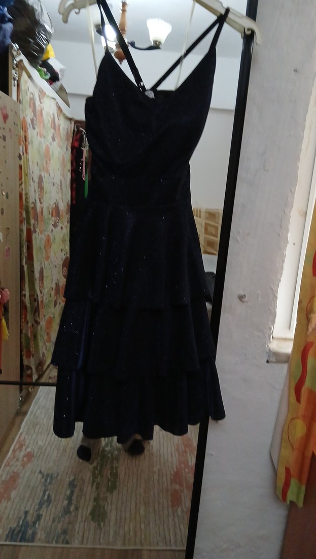 Uzun Siyah Gotik Straplez Kadın Elbise - Görsel 2