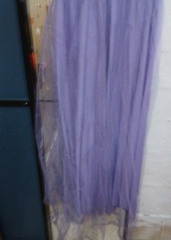 Drapeli Mor Uzun Abiye Elbise - Görsel 4