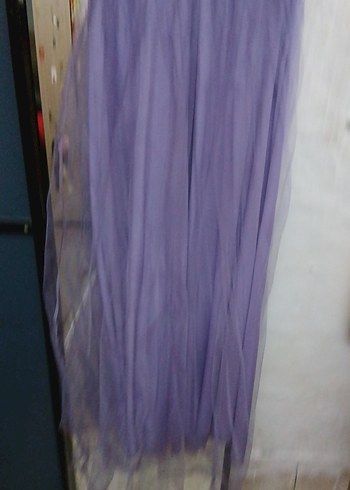 Drapeli Mor Uzun Abiye Elbise - Görsel 3