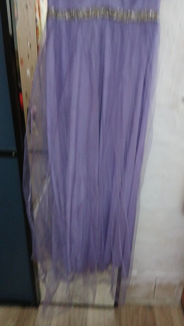 Drapeli Mor Uzun Abiye Elbise - Görsel 3