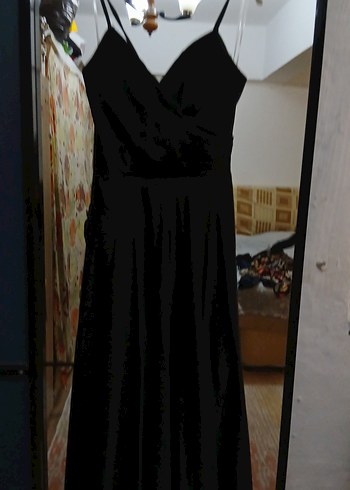 Siyah Uzun Straplez Gotik Abiye Elbise - Görsel 4