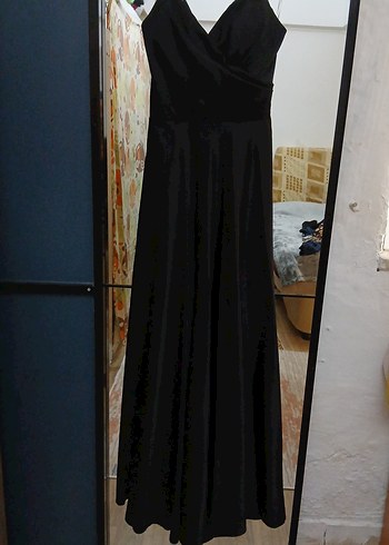 Siyah Uzun Straplez Gotik Abiye Elbise - Görsel 2