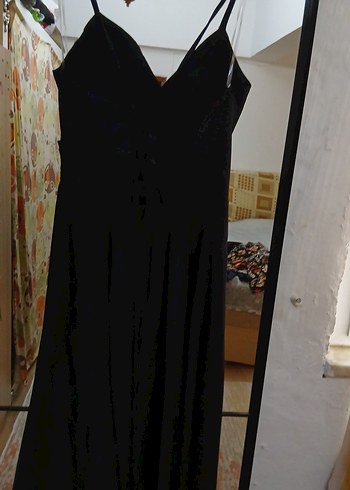 Siyah Uzun Straplez Gotik Abiye Elbise - Görsel 8