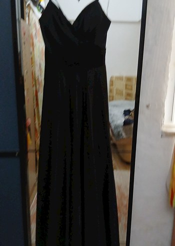 Siyah Uzun Straplez Gotik Abiye Elbise - Görsel 3