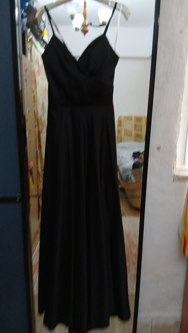 Siyah Uzun Straplez Gotik Abiye Elbise - Görsel 3