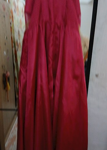 Bordo İşlemeli Uzun Abiye Elbise - Görsel 7