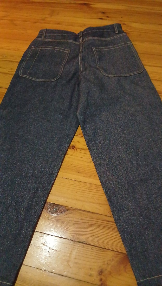 erkek  Lacivert Midi Bol Kesim Denim Pantolon - Görsel 5