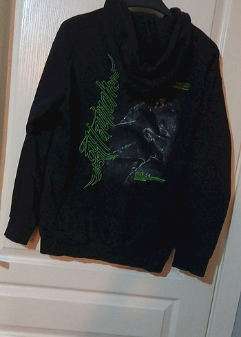 Siyah Kapüşonlu Fermuarlı  Sweatshirt - Görsel 3