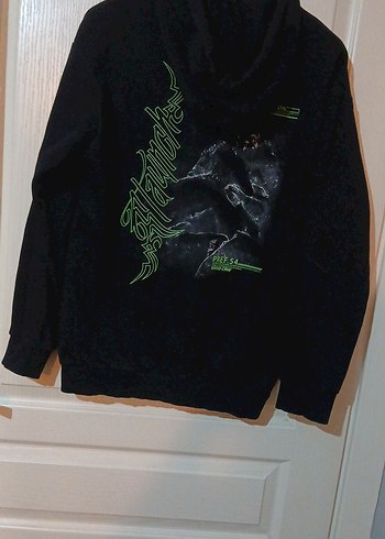 Siyah Kapüşonlu Fermuarlı  Sweatshirt - Görsel 4