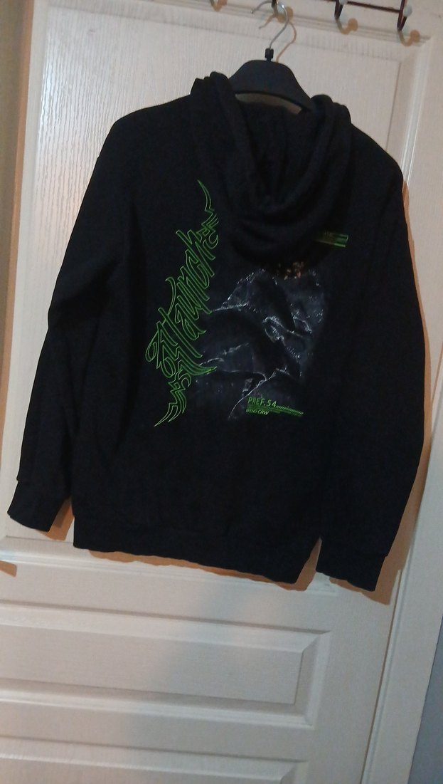 Siyah Kapüşonlu Fermuarlı  Sweatshirt - Görsel 3