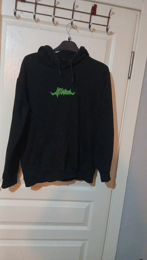 Siyah Kapüşonlu Fermuarlı  Sweatshirt - Görsel 2