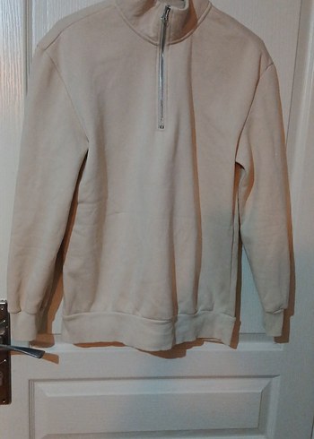 Bej Yarım Fermuarlı  Sweatshirt - Görsel 2