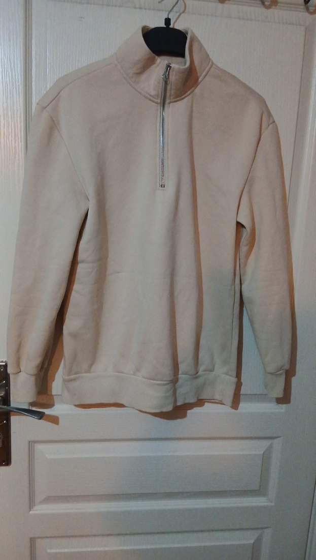 Bej Yarım Fermuarlı  Sweatshirt - Görsel 2