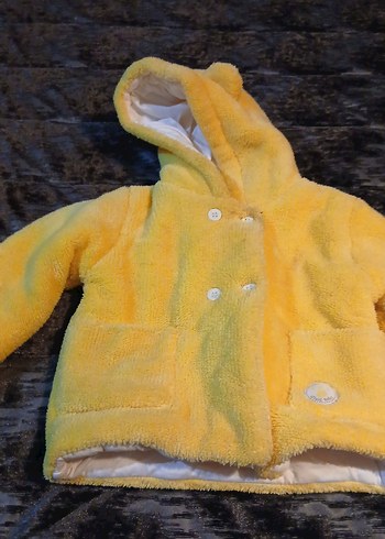 Kız Çocuk Sarı Kapüşonlu Peluş Mont - Görsel 2