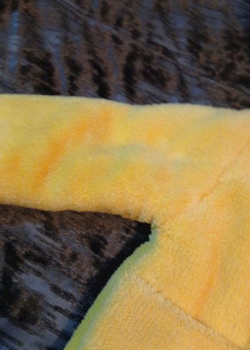 Kız Çocuk Sarı Kapüşonlu Peluş Mont - Görsel 4