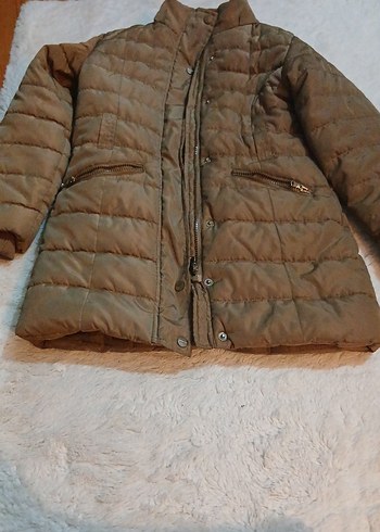 Düğmeli Bej çocuk Kışlık Mont - Görsel 2