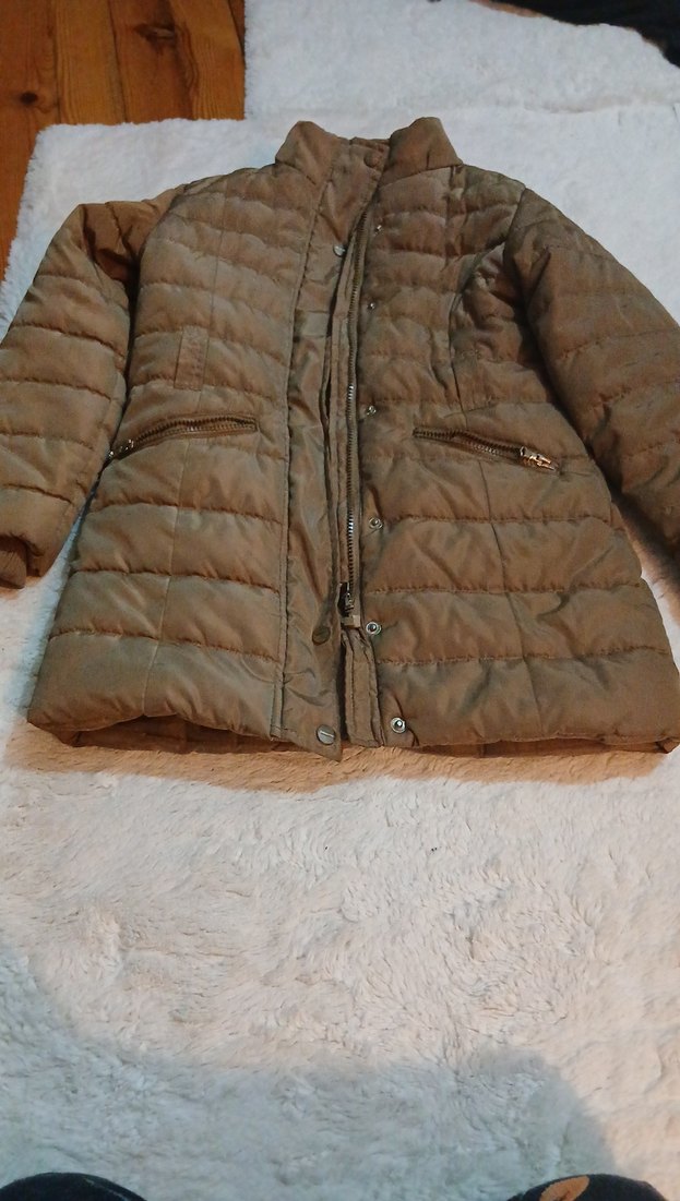 Düğmeli Bej çocuk Kışlık Mont - Görsel 2