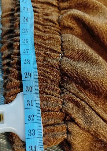 44 Beden kahverengi Renk Kadın Kahverengi Keten Pilili Bol Pantolon
