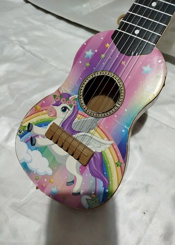 Diğer Renkli Unicorn Desenli Çocuk Gitarı