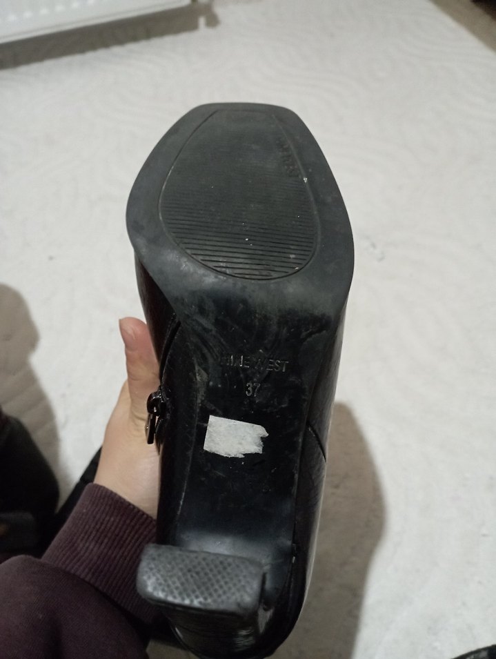 Siyah Yılan Desenli Deri Dizüstü Topuklu Çizme - Görsel 4