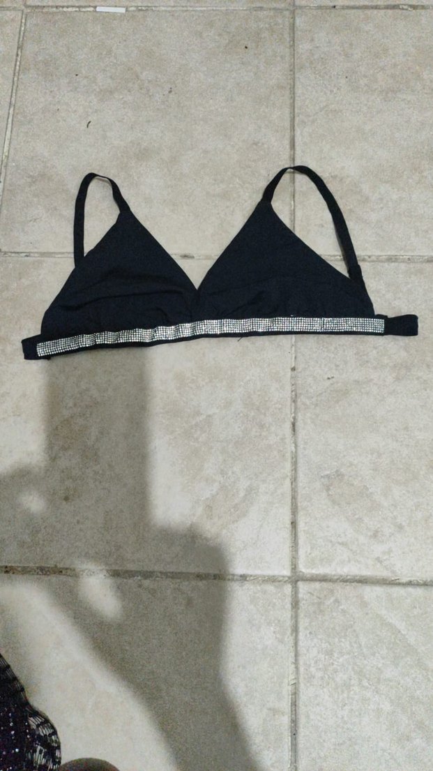 Siyah Spor Sütyen Taş Detaylı - Görsel 2