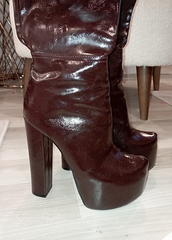 Kadın Siyah Deri Dizüstü Stiletto Bot - Görsel 4