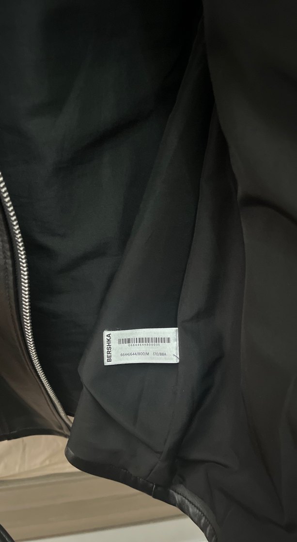 Kadın Siyah Deri Biker Ceket - Görsel 3