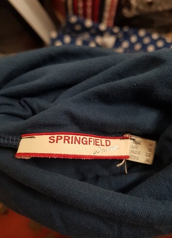 Springfield Boğazlı uzun kollu lacivert bluz