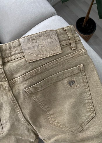 30 Beden camel Renk Bej Erkek Keten Pantolon