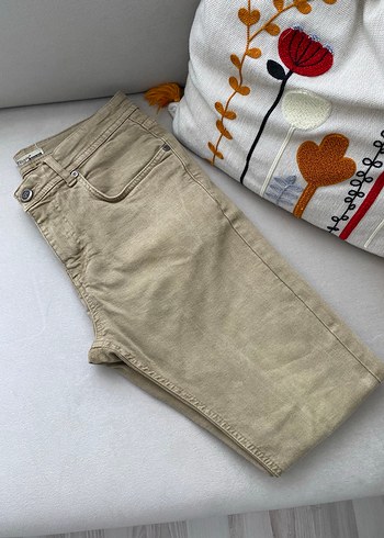 30 Beden Bej Erkek Keten Pantolon