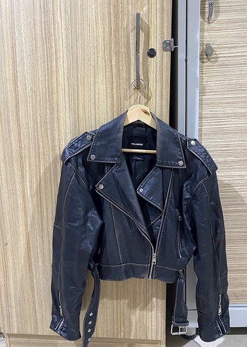 s Beden siyah Renk Kadın Siyah Deri Biker Ceket