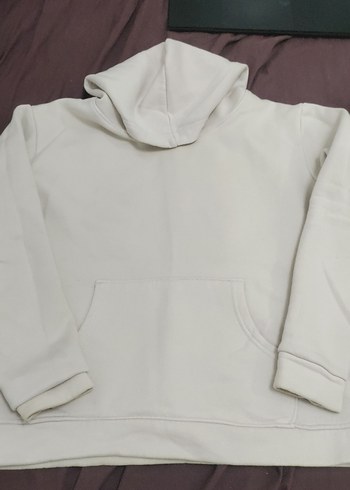 Kadın pudra Kapüşonlu kanguru model Rahat Sweatshirt içi pamuklu