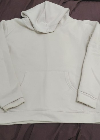 s Beden Kadın pudra Kapüşonlu kanguru model Rahat Sweatshirt içi pamuklu