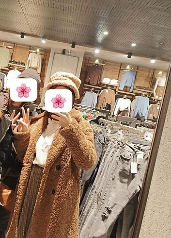 Bershka Kürk Kahverengi Kaban - Görsel 5