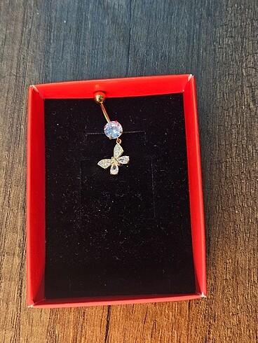diğer Beden altın Renk Kelebek sallantili gold piercing
