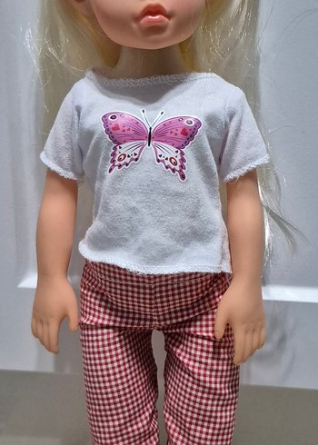 Beyaz Kelebek Desenli oyuncak konuşan bebek